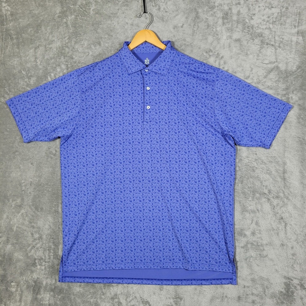 Turtleson Shirt XL Mens Blue Floral Print Tour Performance Golf Polo